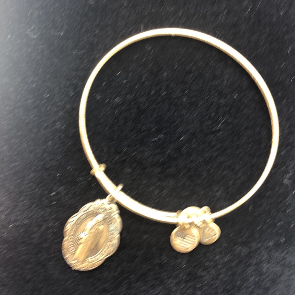 Alex and Ani Mother Mary Charm Bangle Expandable from 2" to 3.5" - Picture 2 of 4